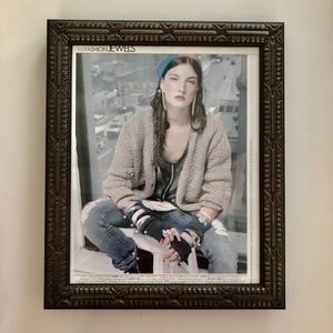 Roma Mouldings 1" black/taupe and silver tone 8" x 10" wood frame - NEW